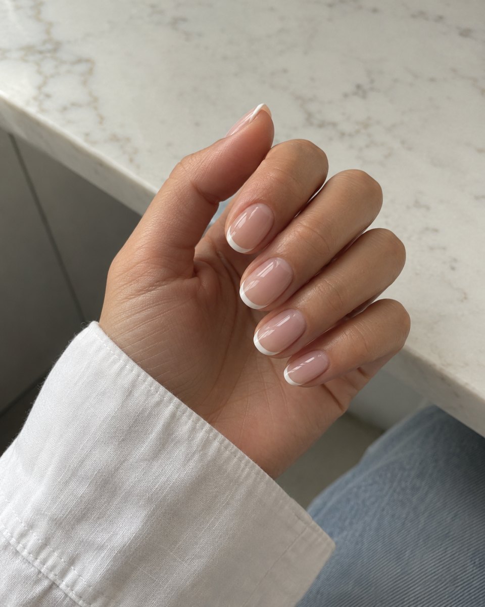 Minimal white French nails