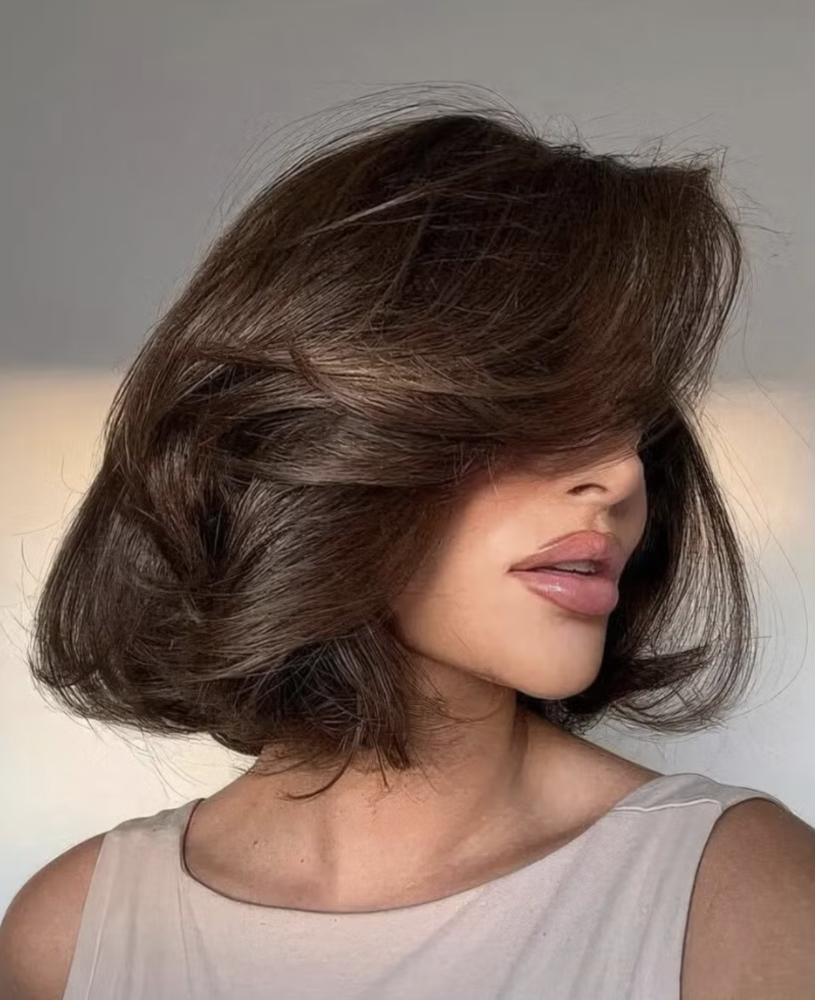 Layered blowout bob haircut