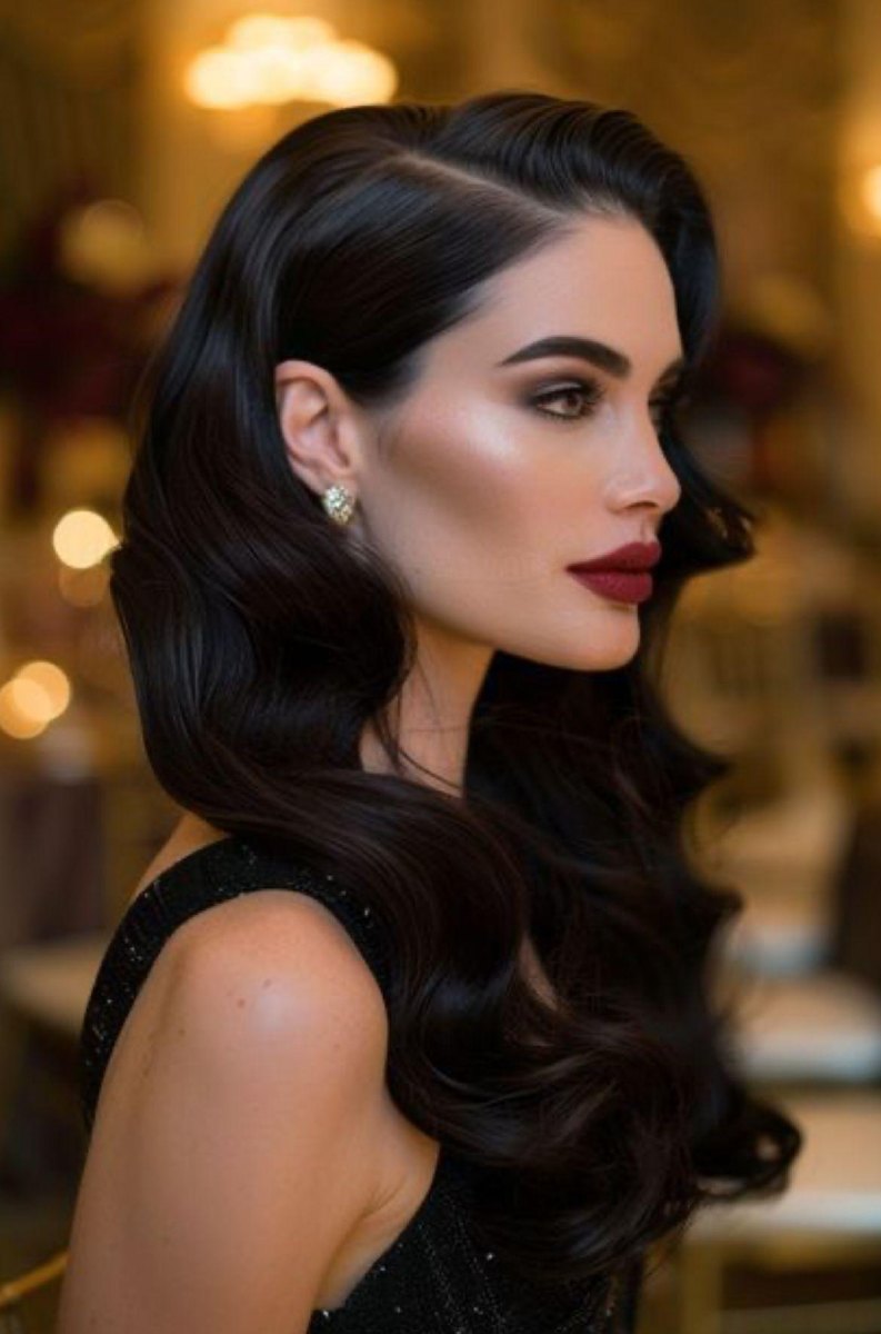 Long dark vintage glamour waves