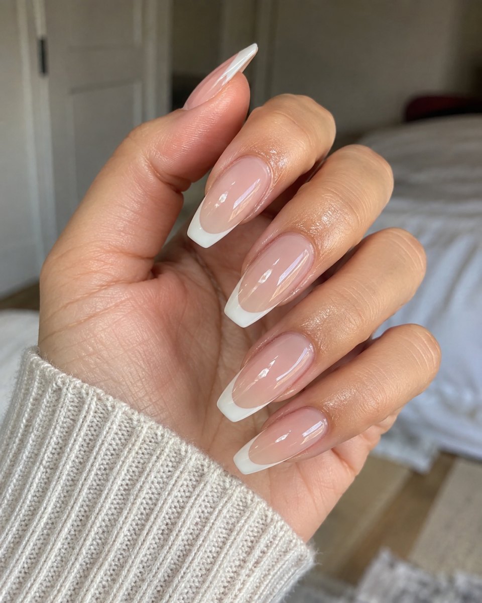 Long glazed donut French tip design