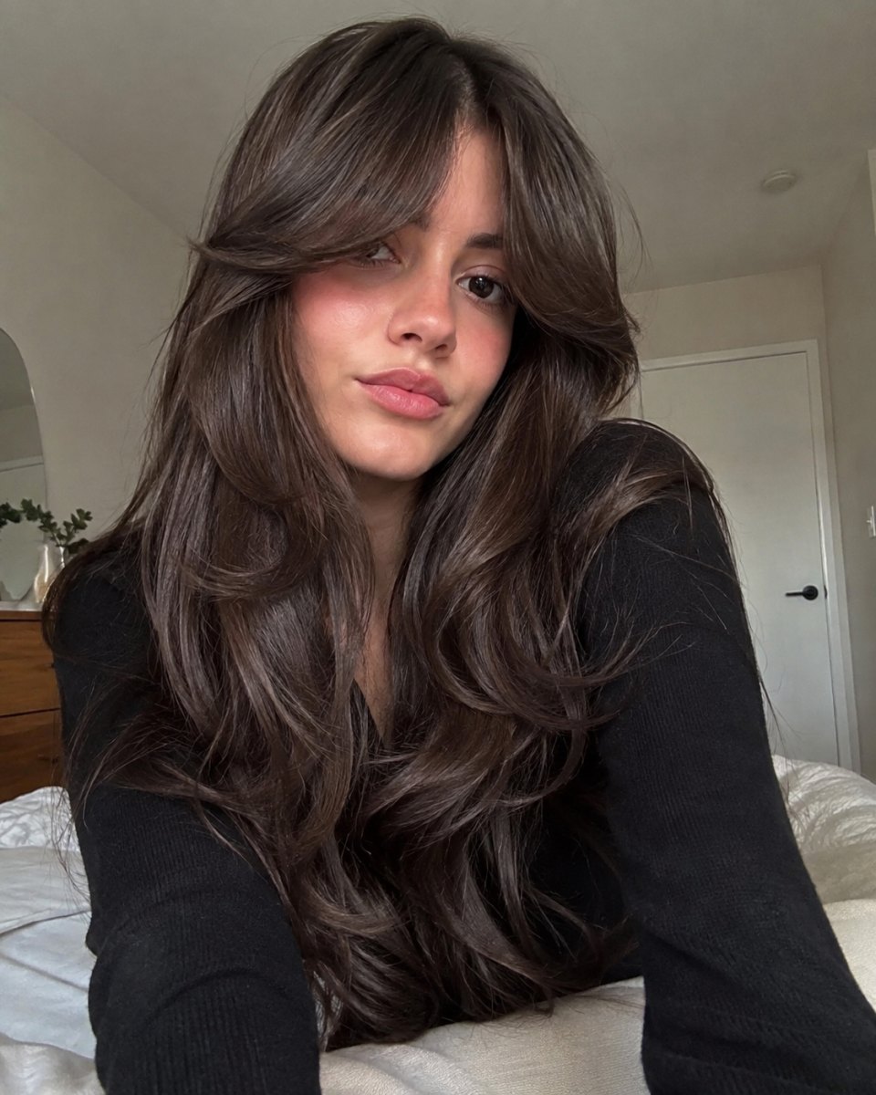 Curly curtain bangs