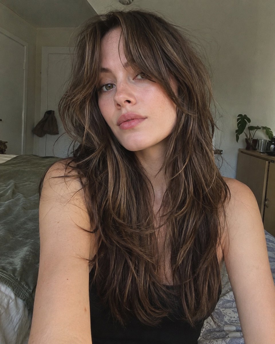 Shaggy curtain bangs