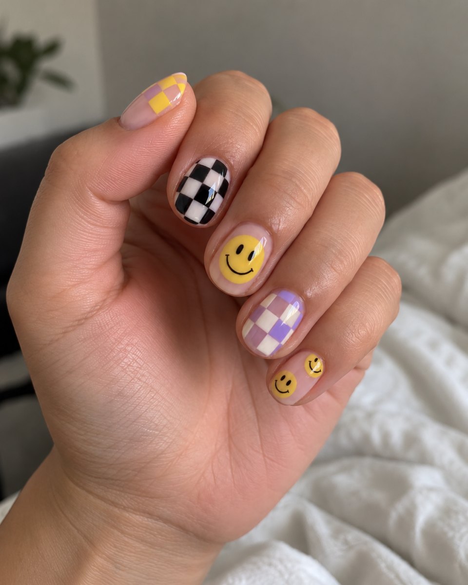 Matte smiley face nail idea