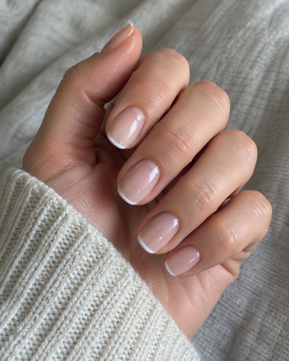 Minimal glazed donut French tips