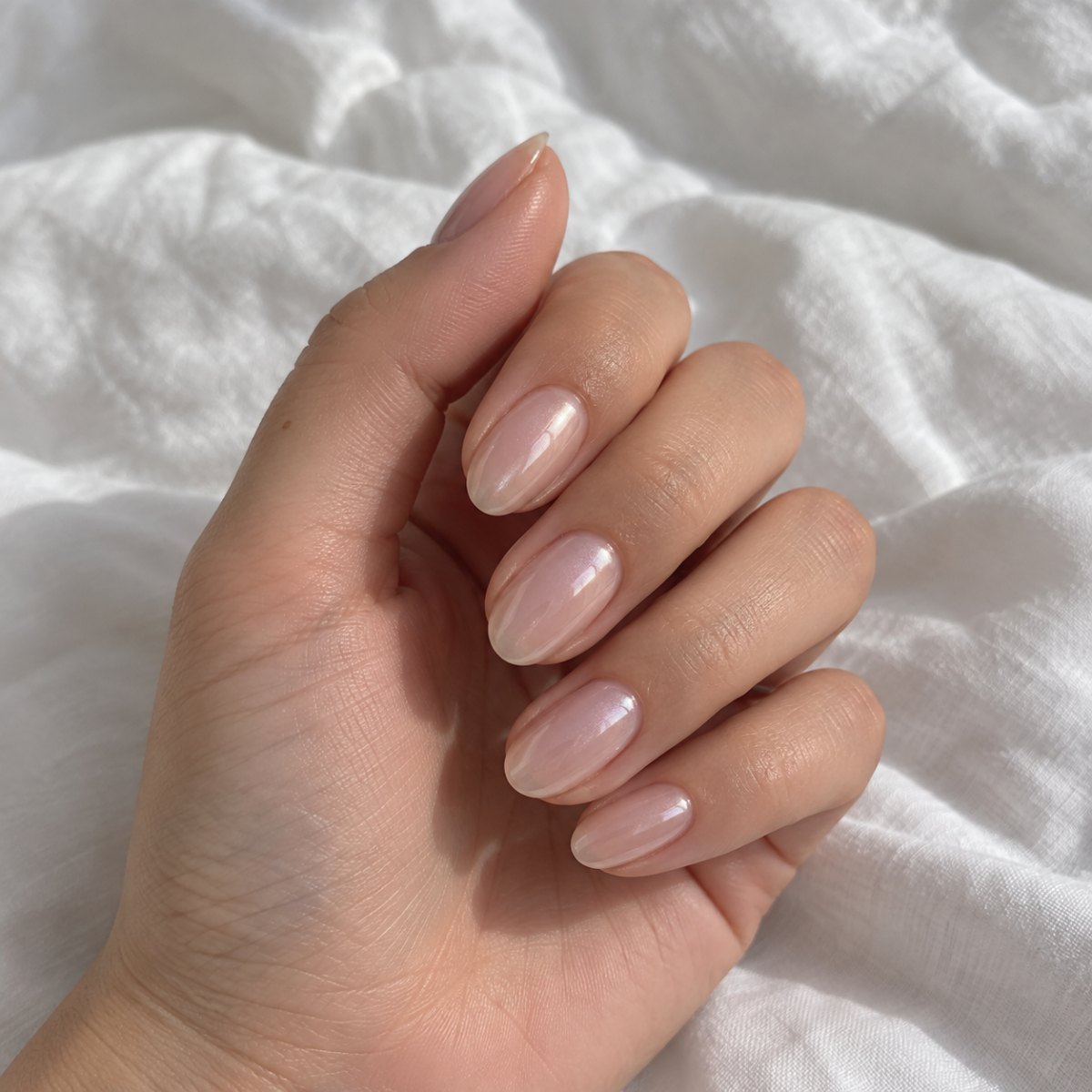 Minimal glazed donut nail finish