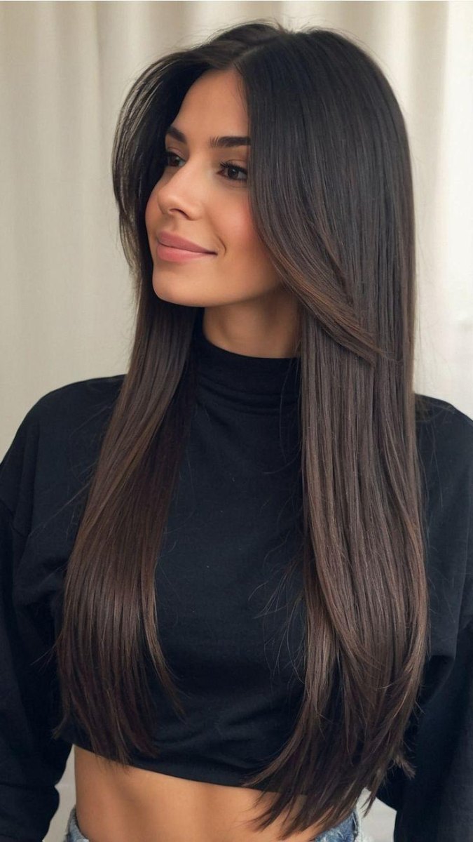 Modern straight hair curtain bangs