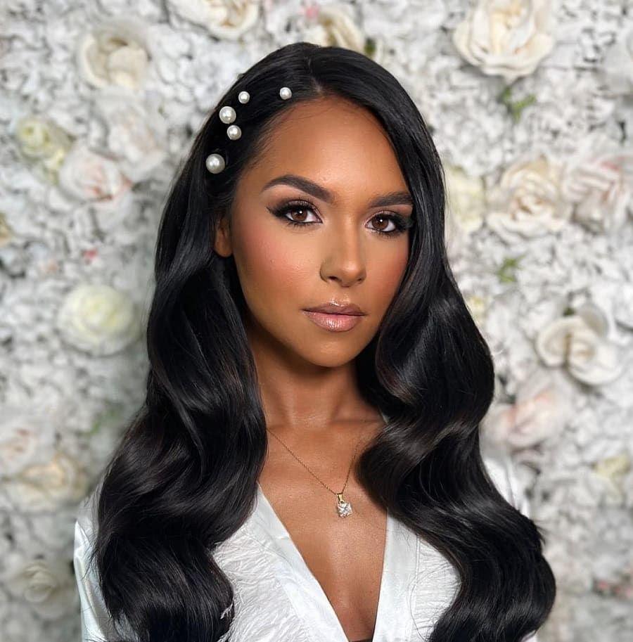 Pearl accessories dark Hollywood waves