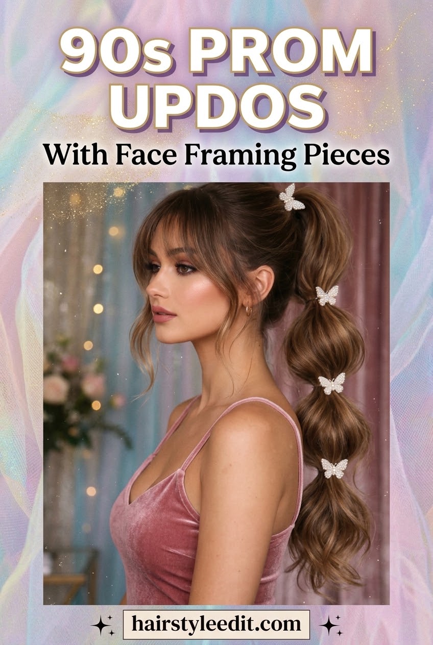 90s Prom Updos With Face Framing Pieces