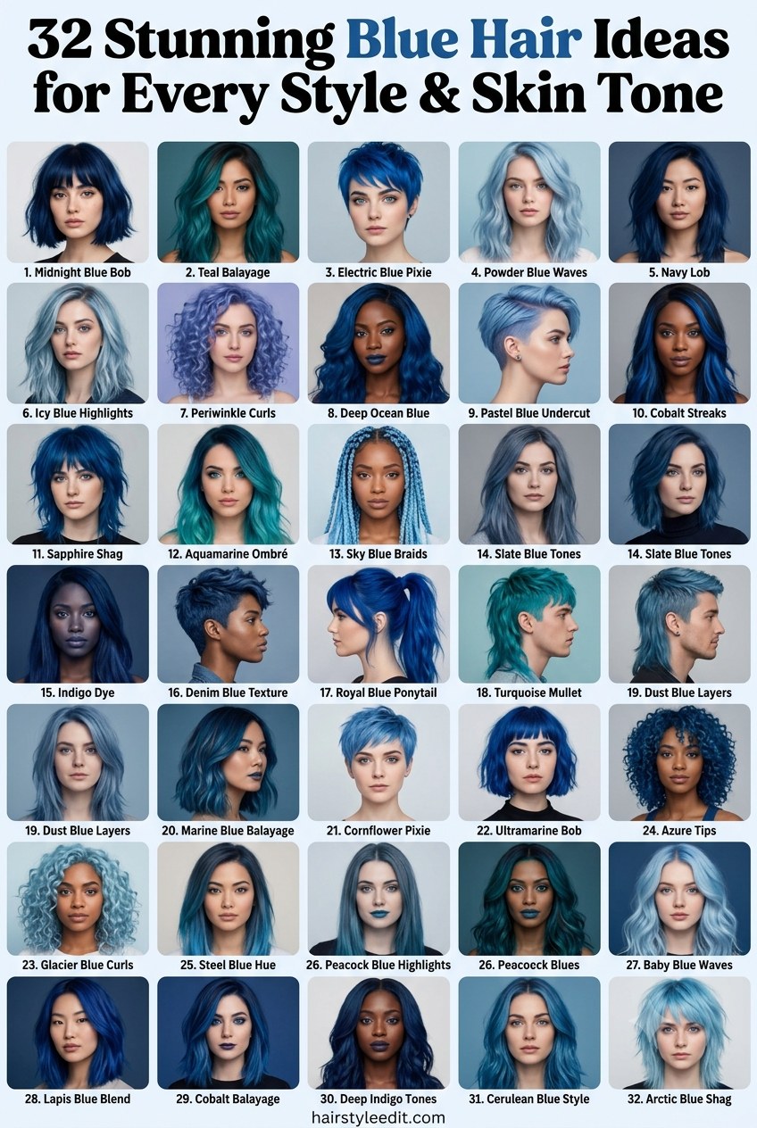32 Stunning Blue Hair Ideas for Every Style & Skin Tone
