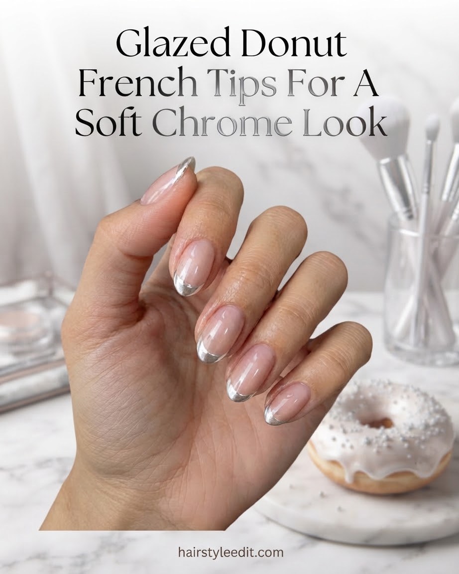 Glazed Donut French Tips For A Soft Chrome Look
