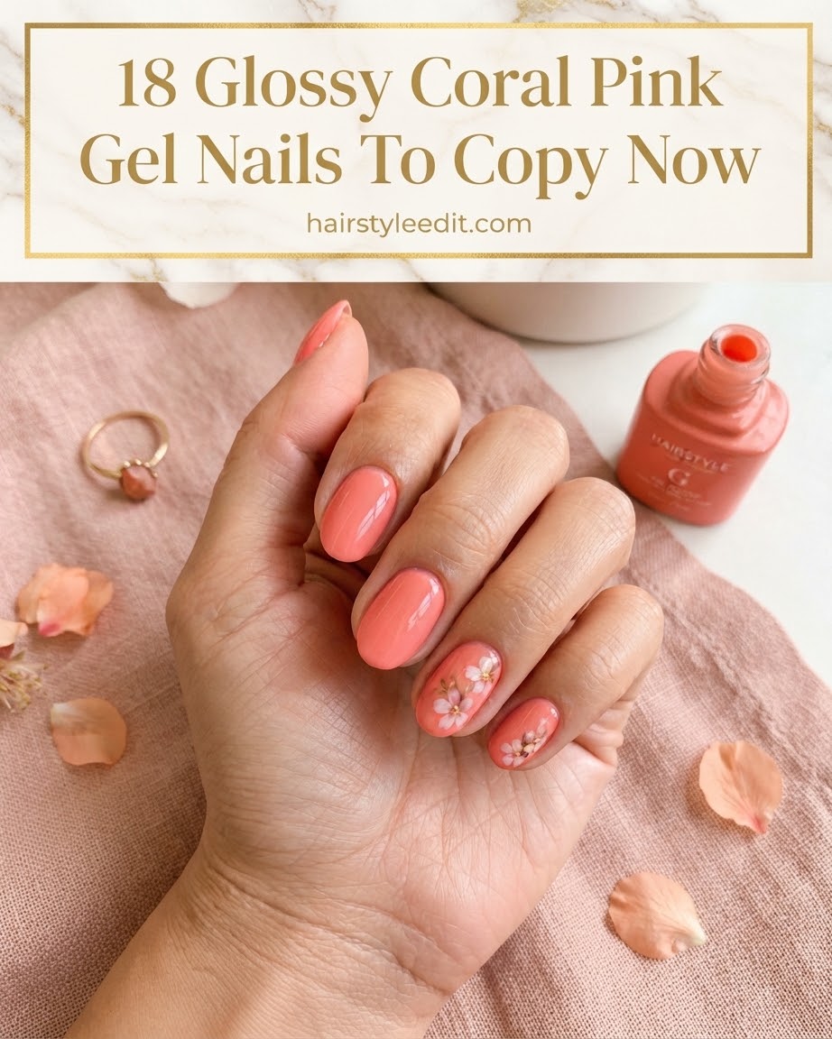 18 Glossy Coral Pink Gel Nails To Copy Now