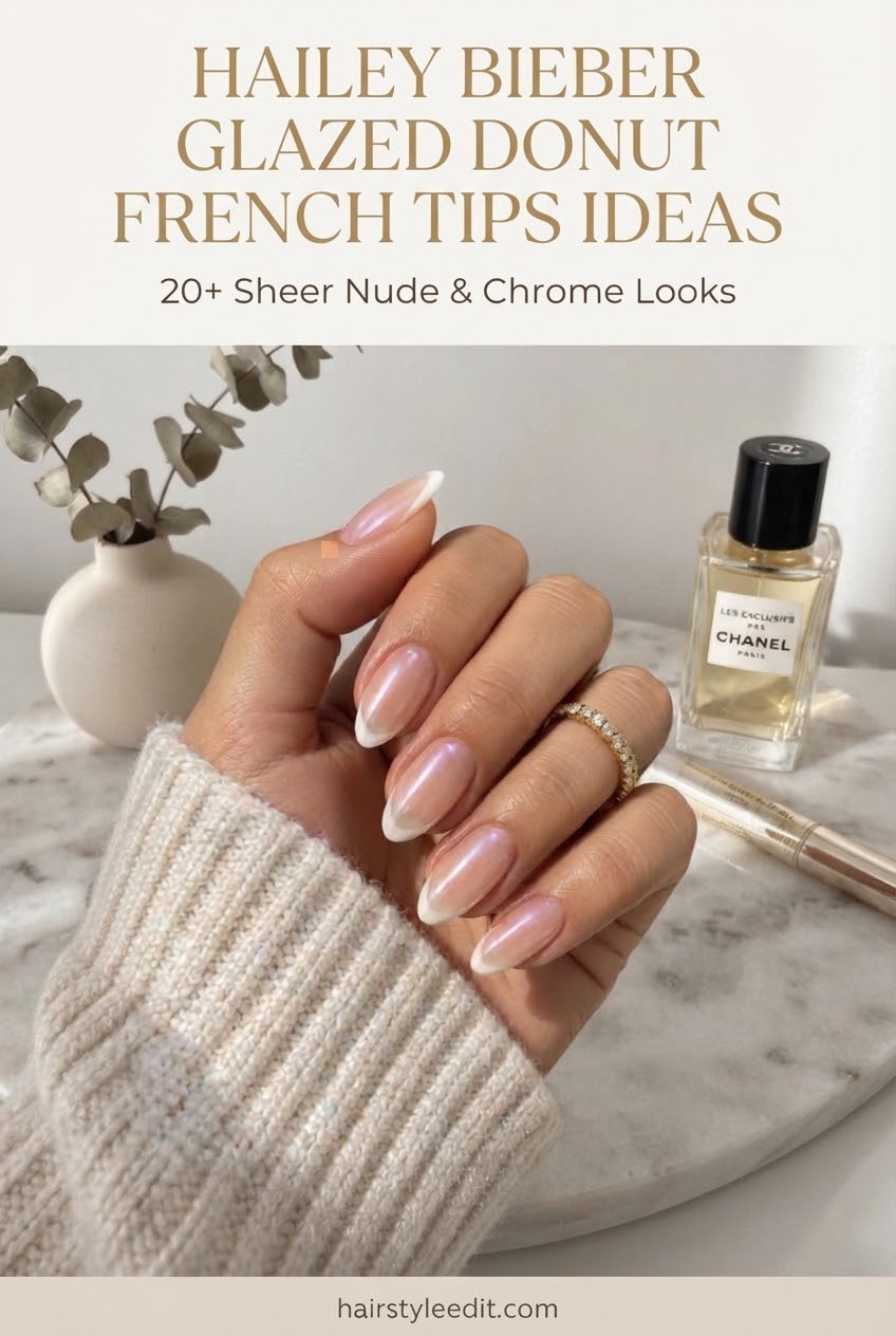 Hailey Bieber Glazed Donut French Tips Ideas