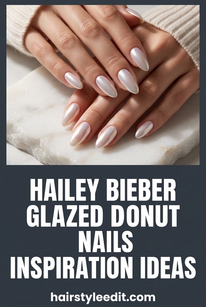 Hailey Bieber Glazed Donut Nails Inspiration Ideas