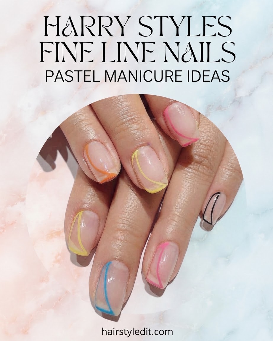 Harry Styles Fine Line Nails Pastel Manicure Ideas