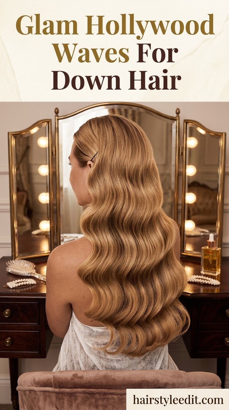 Glam Hollywood Waves For Down Hair