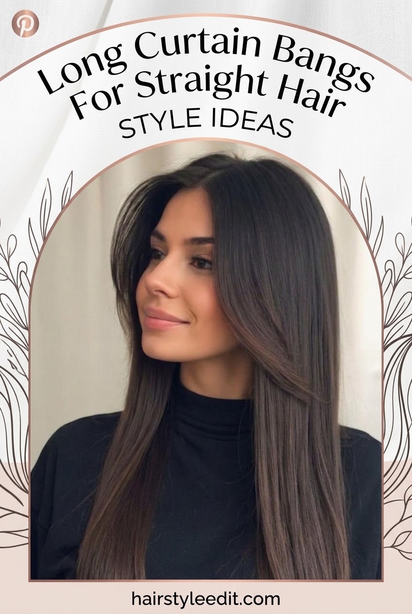 Long Curtain Bangs for Straight Hair Style Ideas