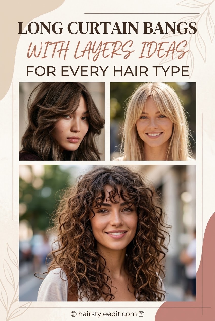 Long Curtain Bangs With Layers Ideas for Every Hair Type