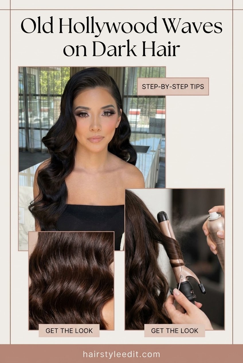 Old Hollywood Waves on Dark Hair
