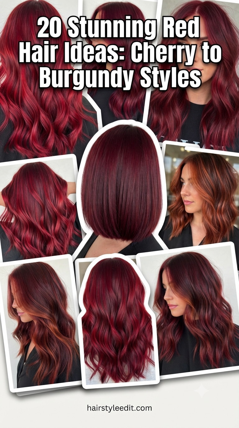 20 Stunning Red Hair Ideas: Cherry to Burgundy Styles