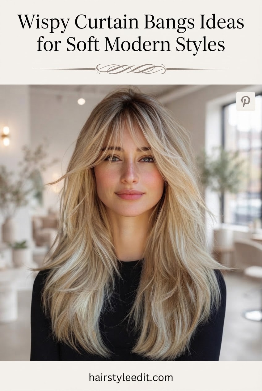 Wispy Curtain Bangs Ideas for Soft Modern Styles