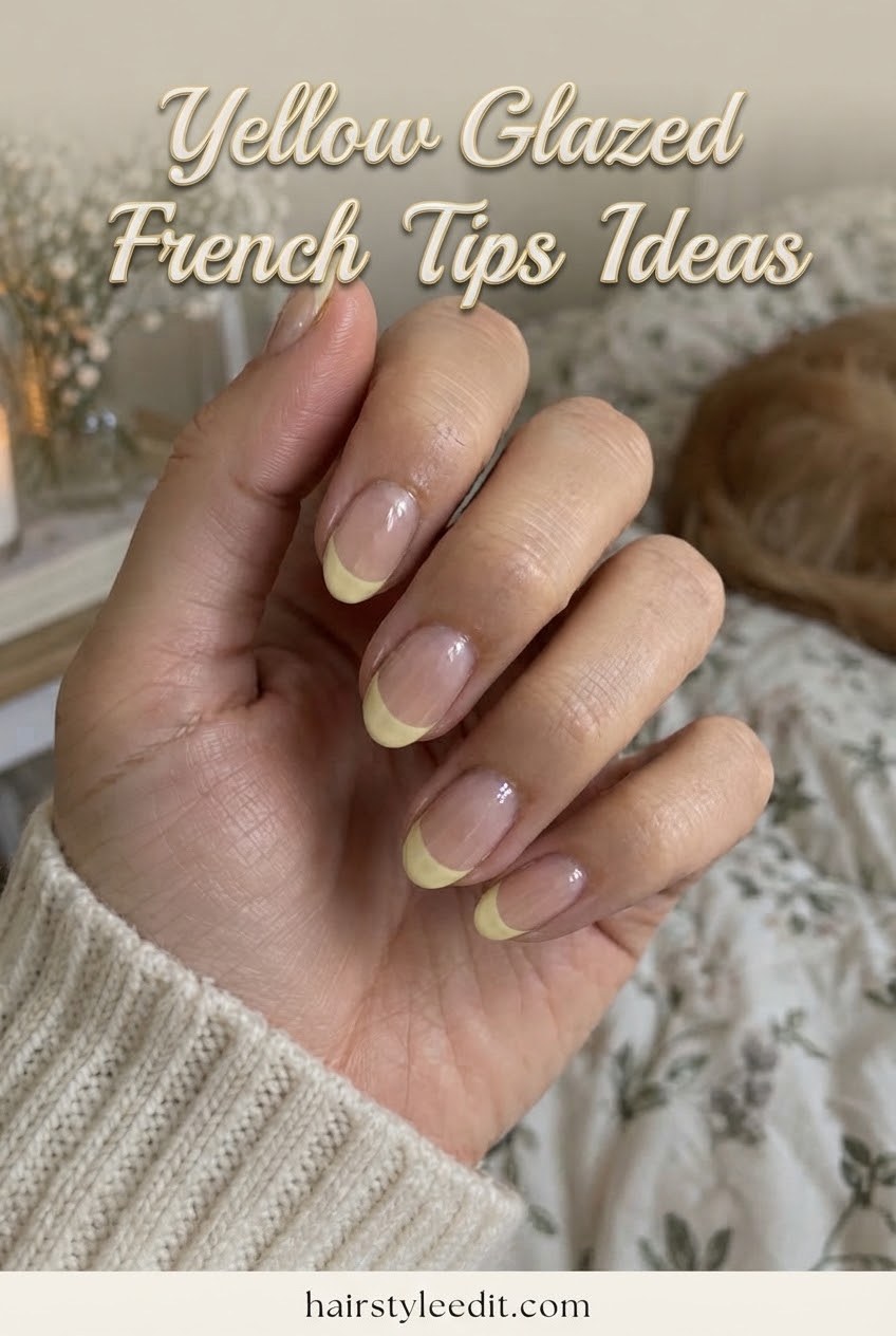 Yellow Glazed French Tips Ideas