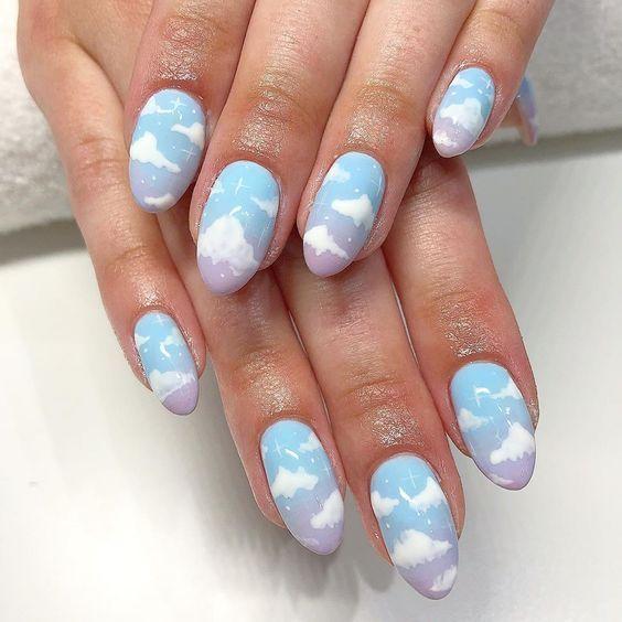 Pastel cloud nail design