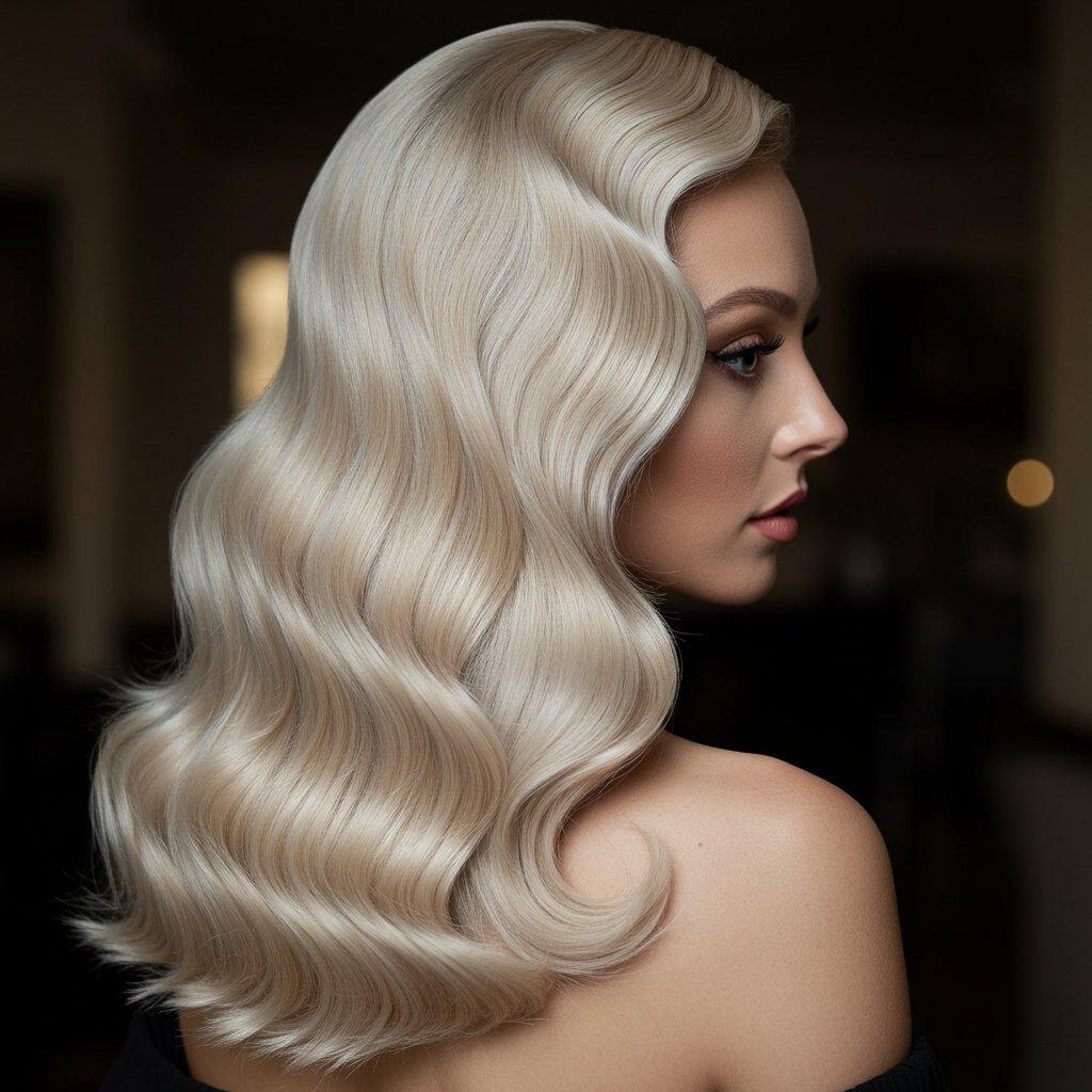 Polished blonde Hollywood waves