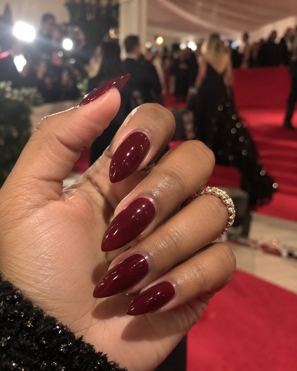 Bold red manicure on glamorous hand