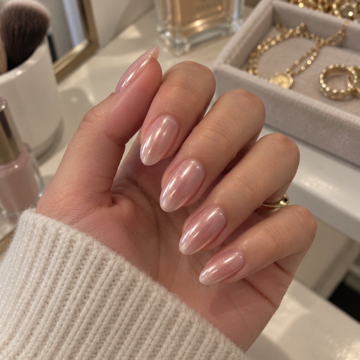 Rose gold glazed donut nails