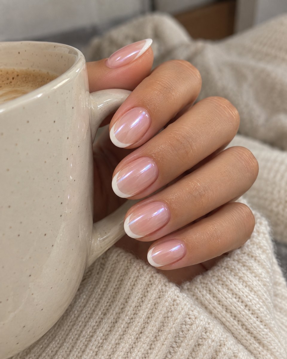 Occasion ready Hailey Bieber glazed donut french tips