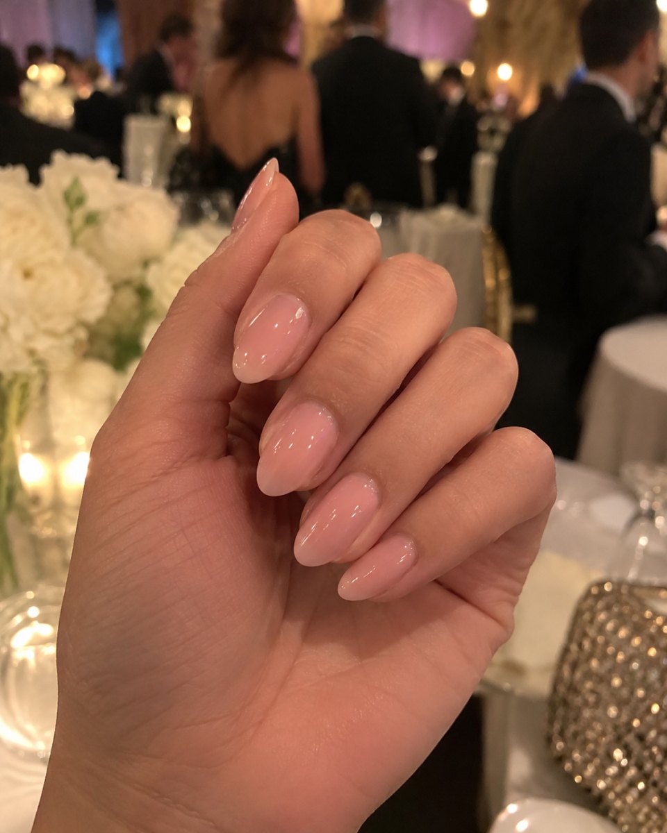 Soft glam pink nude nails