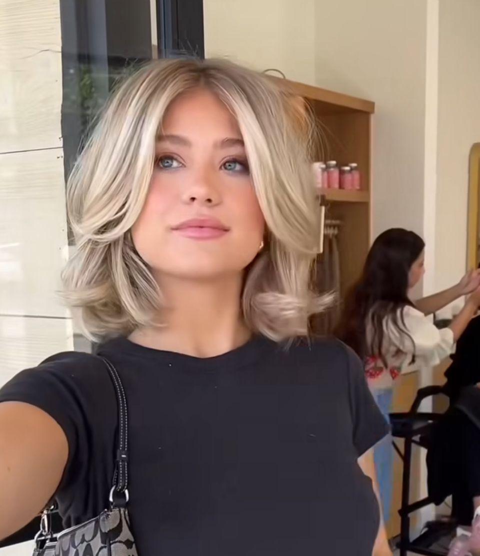 Short blowout layers curtain bangs