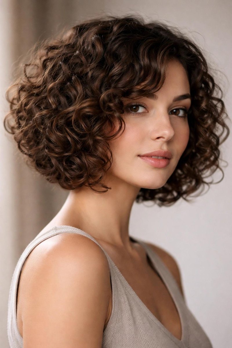 Short curly bob haircut