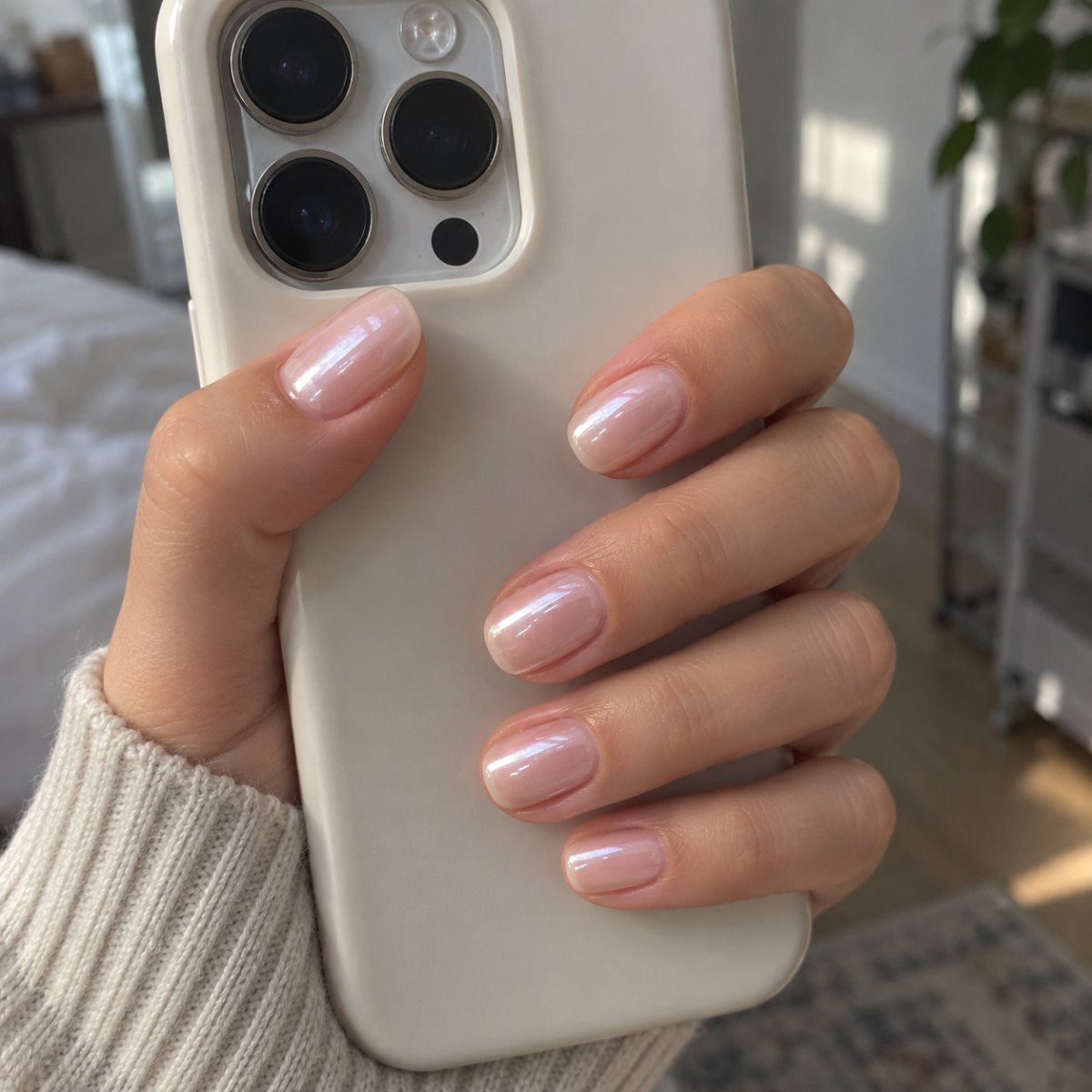 Short glazed donut nail style