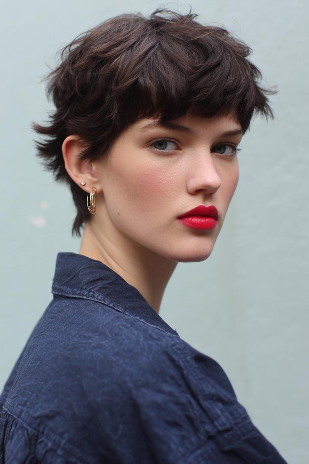 11. Short Hair Idea: Short Wolf Cut with Choppy Fringe and Tapered Sides