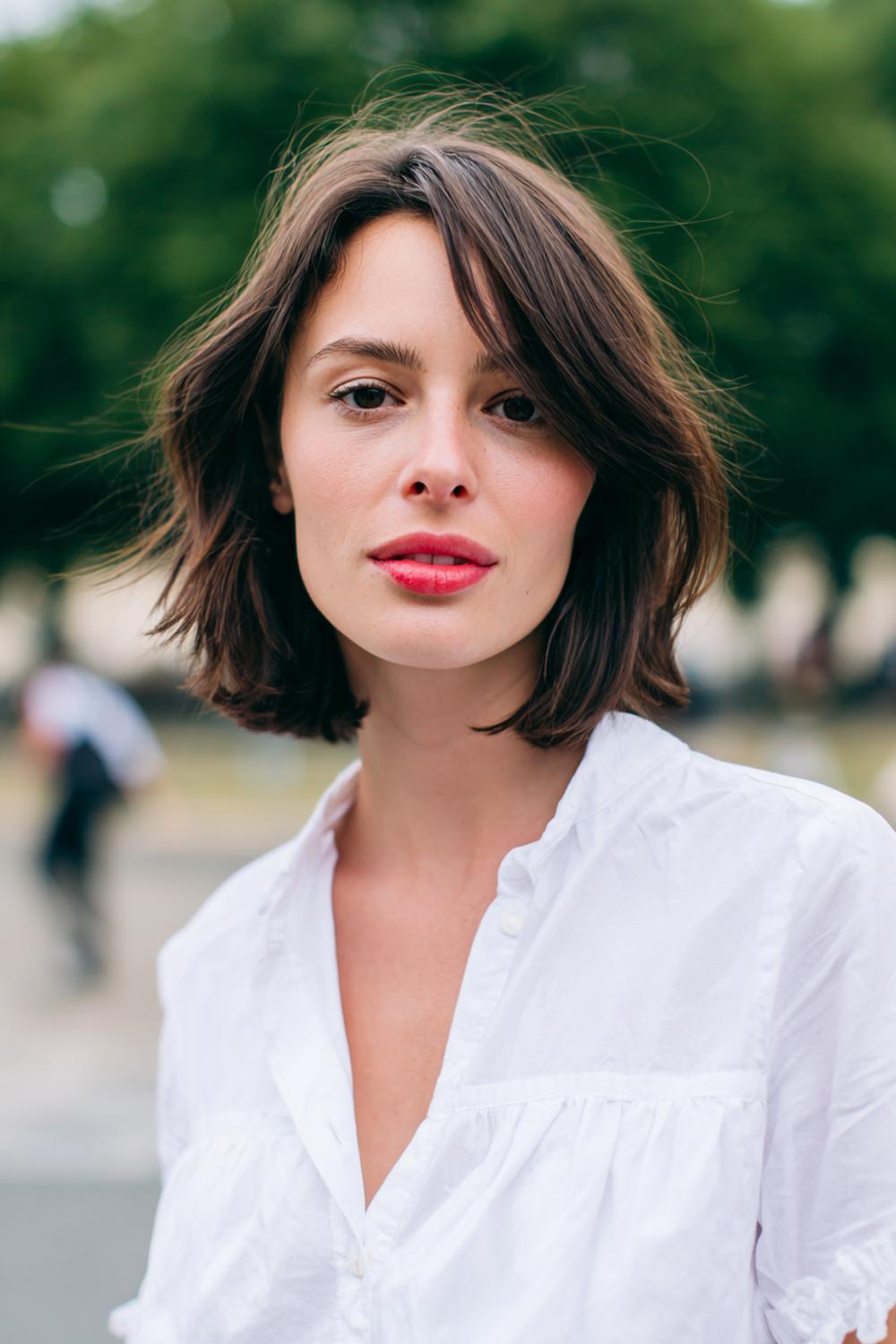5. Short Hair Idea: Collarbone-Skimming Short Lob with Airy Layers