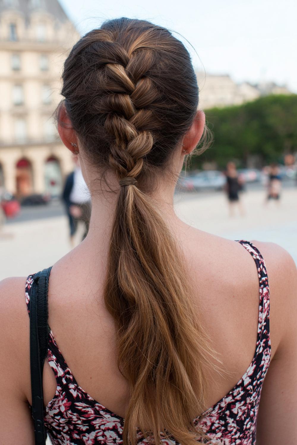10. Simple Hairstyles for Long Hair: Rope Braid Ponytail With Clean Edges
