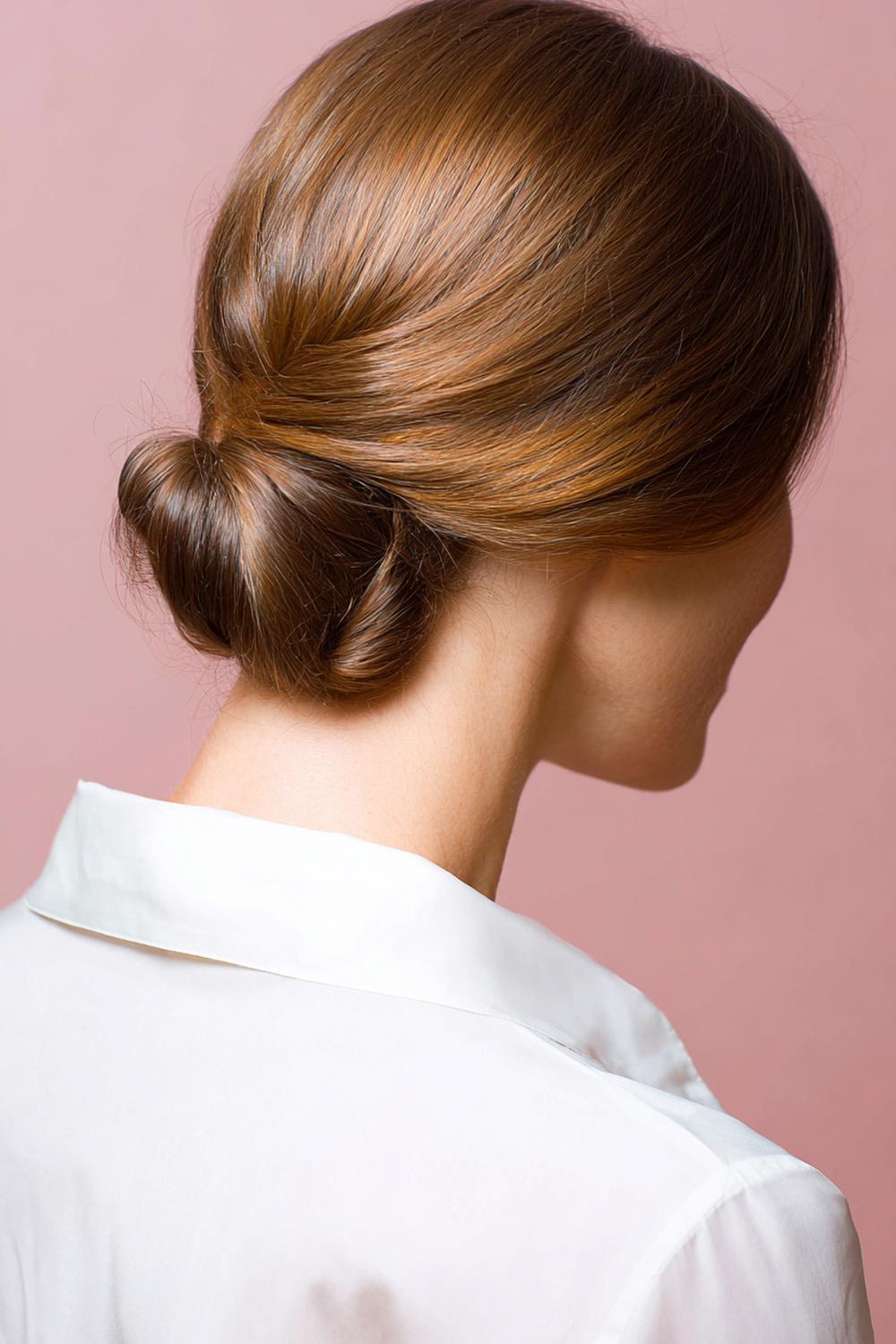 14. Simple Hairstyles for Long Hair: Low Chignon With Smooth, Tucked Sides