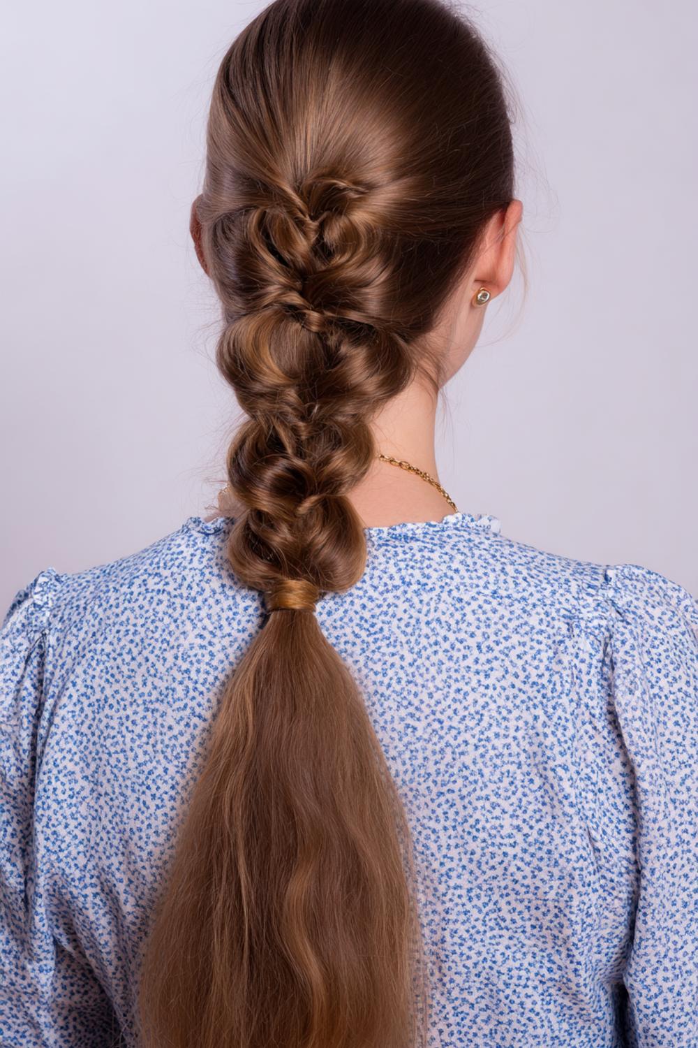 7. Simple Hairstyles for Long Hair: Classic Three-Strand Braid With Pancaked Loops