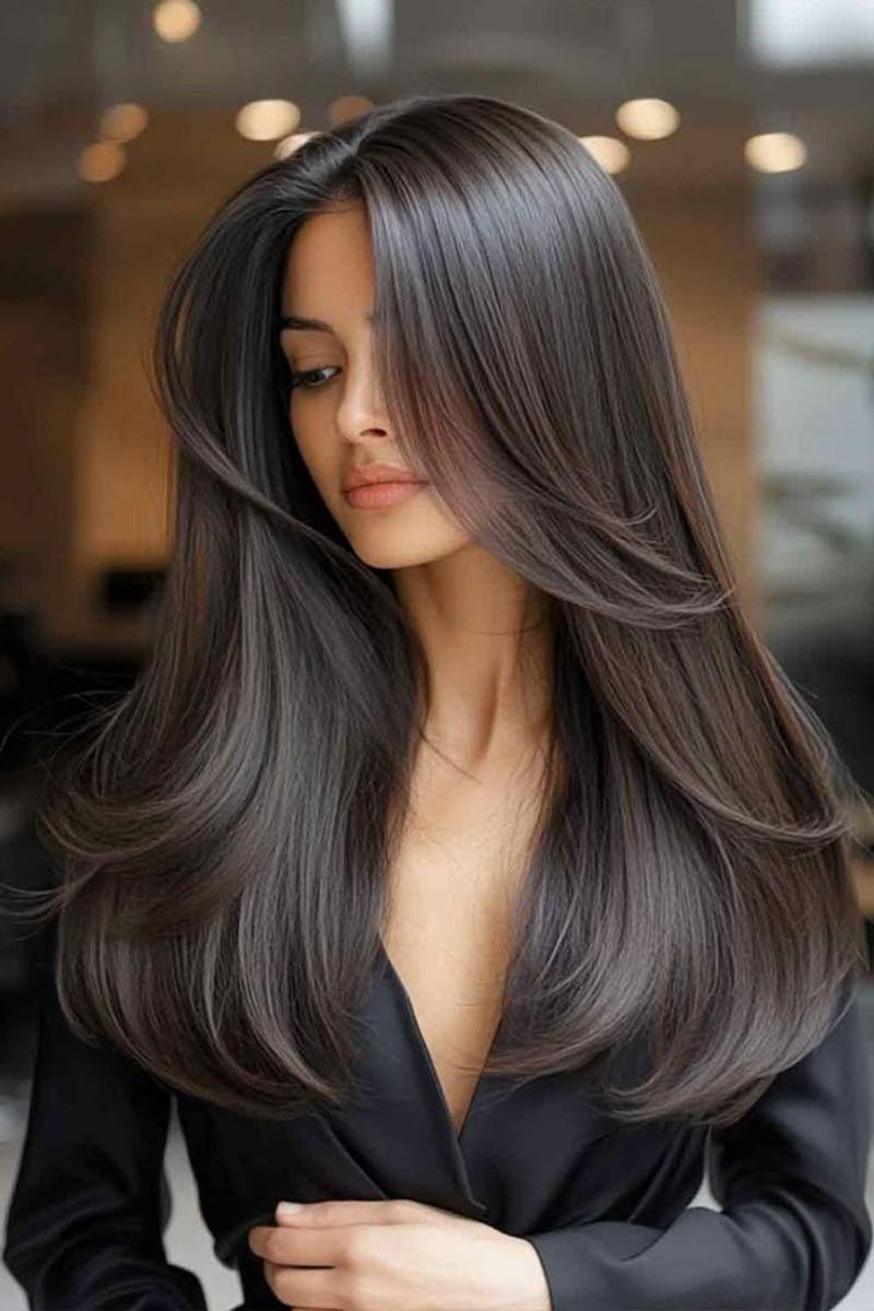 Sleek layered blowout haircut
