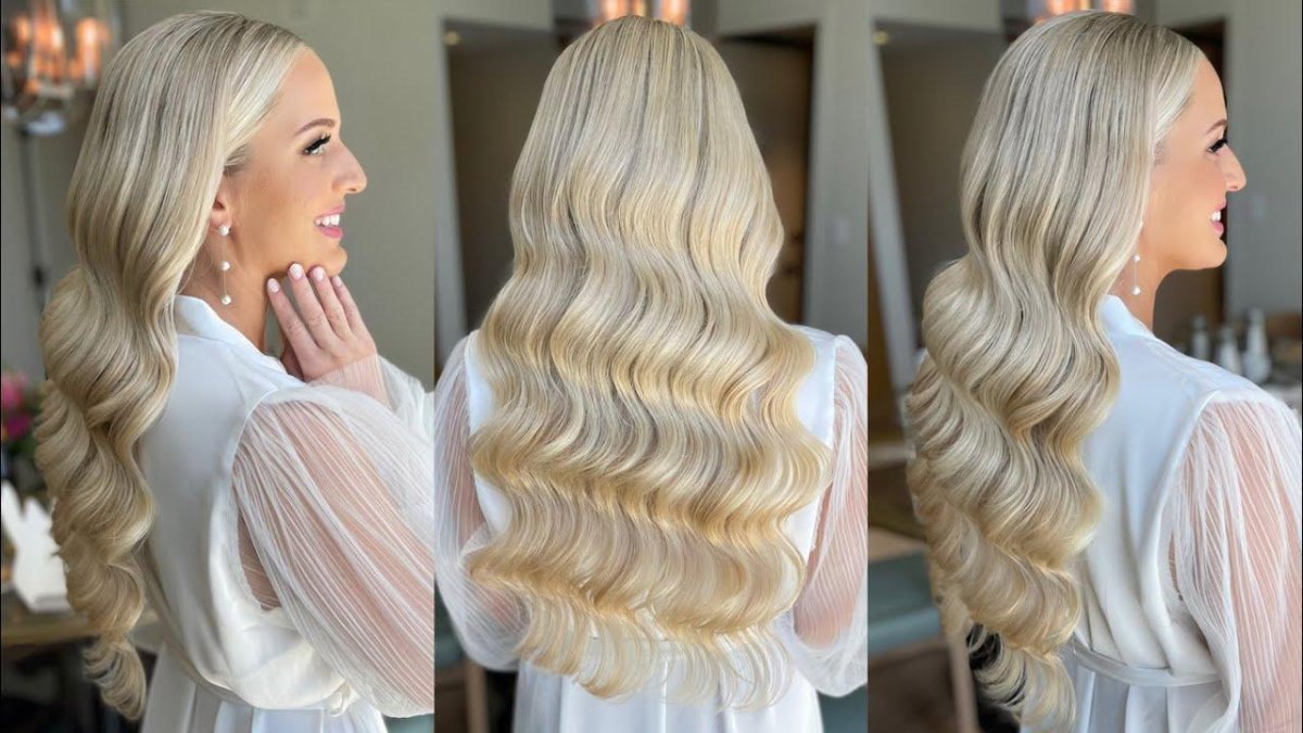 Long blonde Hollywood waves