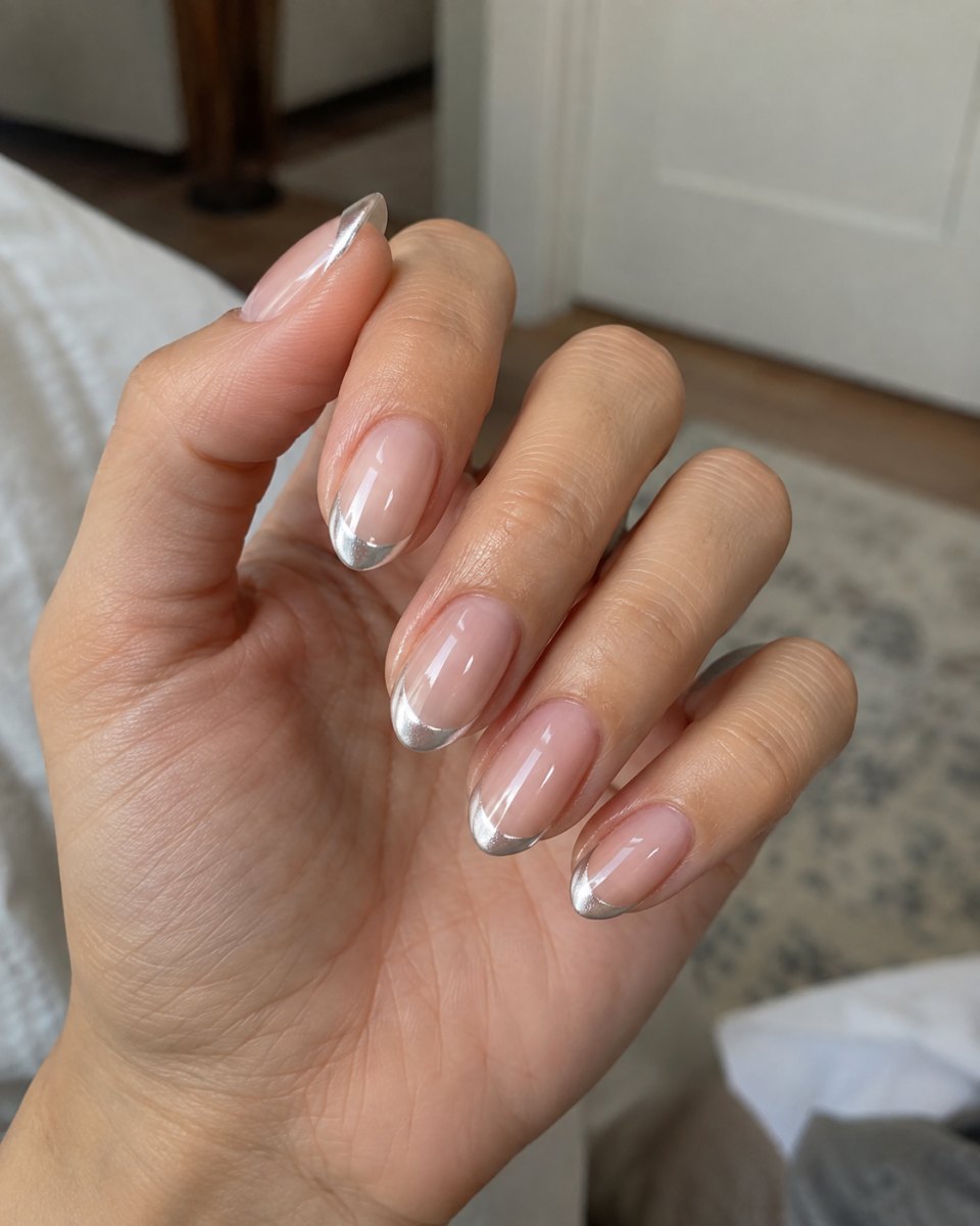 Soft chrome glazed donut French nails