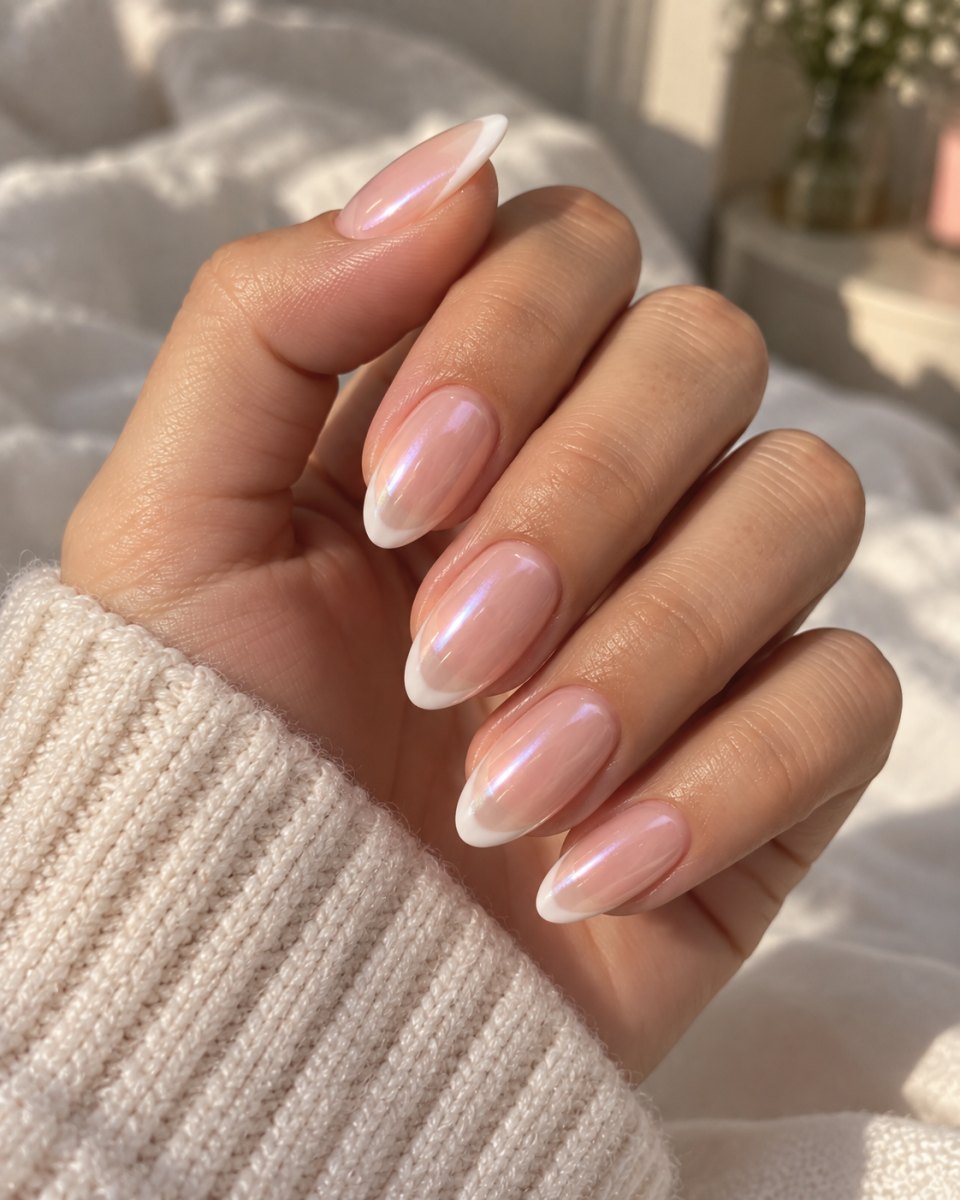 Soft luxury Hailey Bieber glazed donut french tips