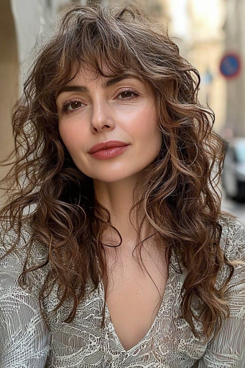 Soft wolf cut loose curls