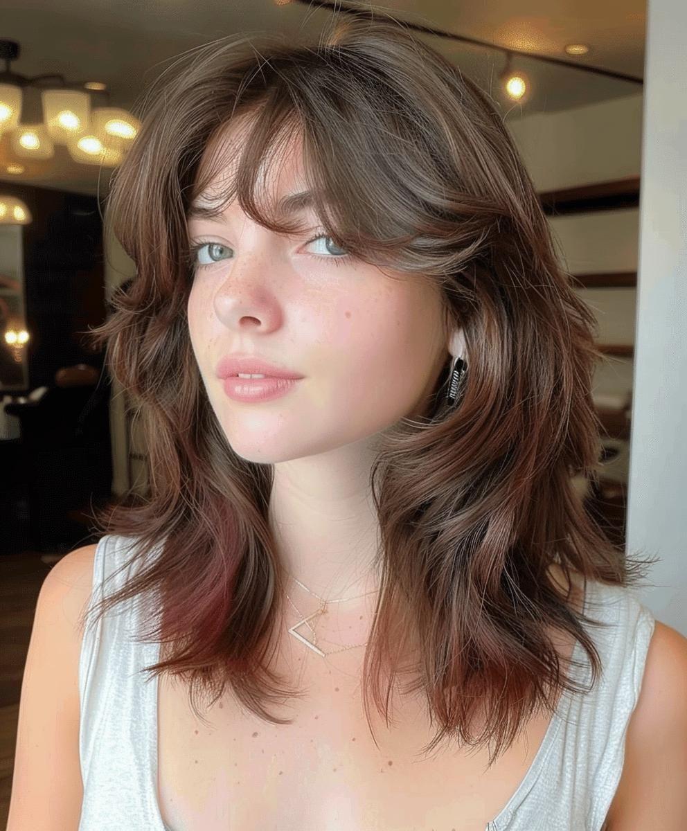 Curtain bangs soft wolf cut