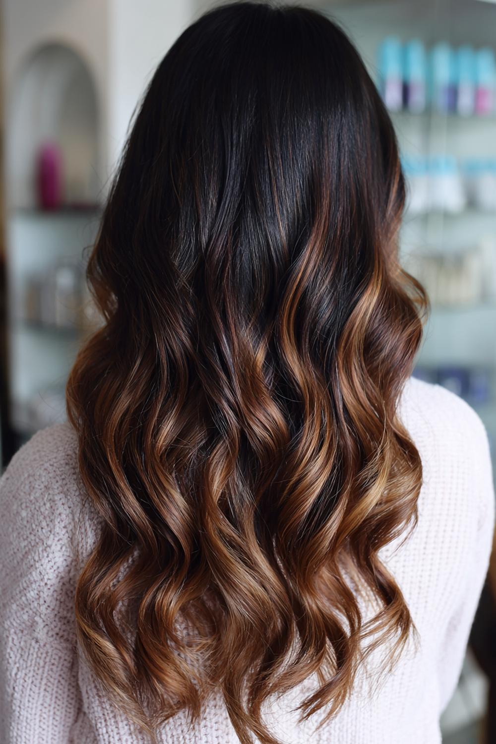 18. Chestnut Hair Balayage with Cinnamon Ribbons