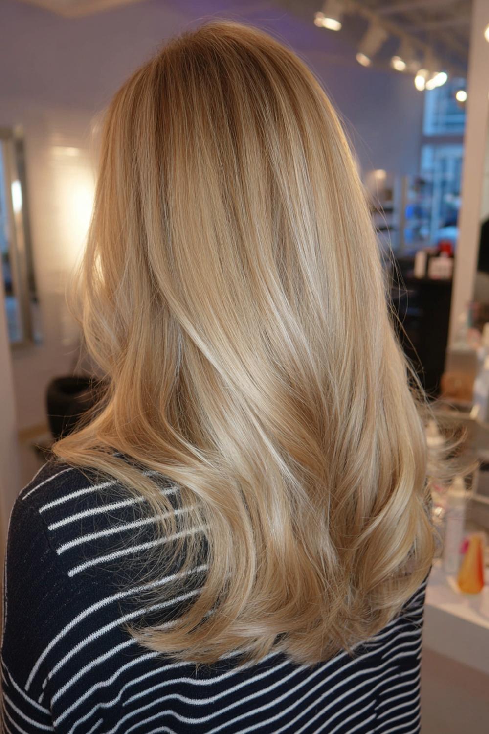 19. Honey Blonde Hair with Shadow Root and Soft Melt