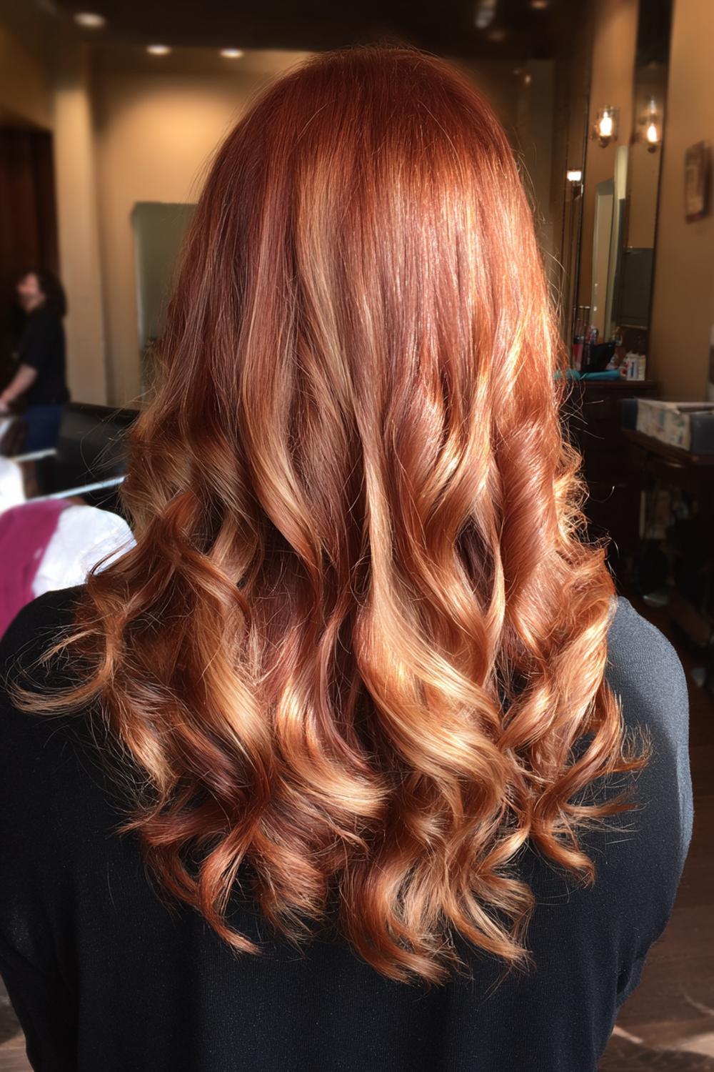 21. Copper Hair Glow with Apricot Highlights and Shine