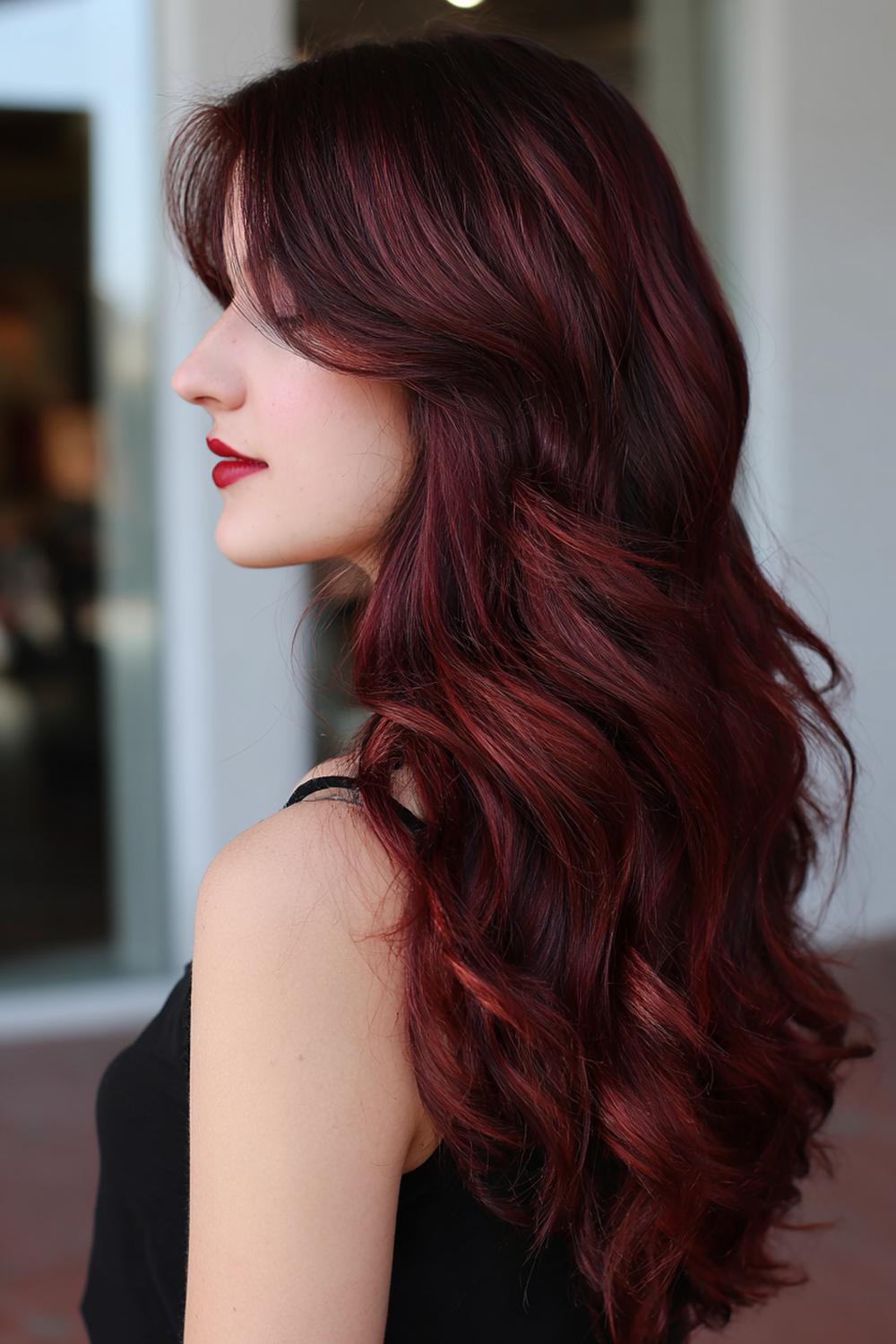 22. Cherry Cola Hair with Deep Red Undertone Layers