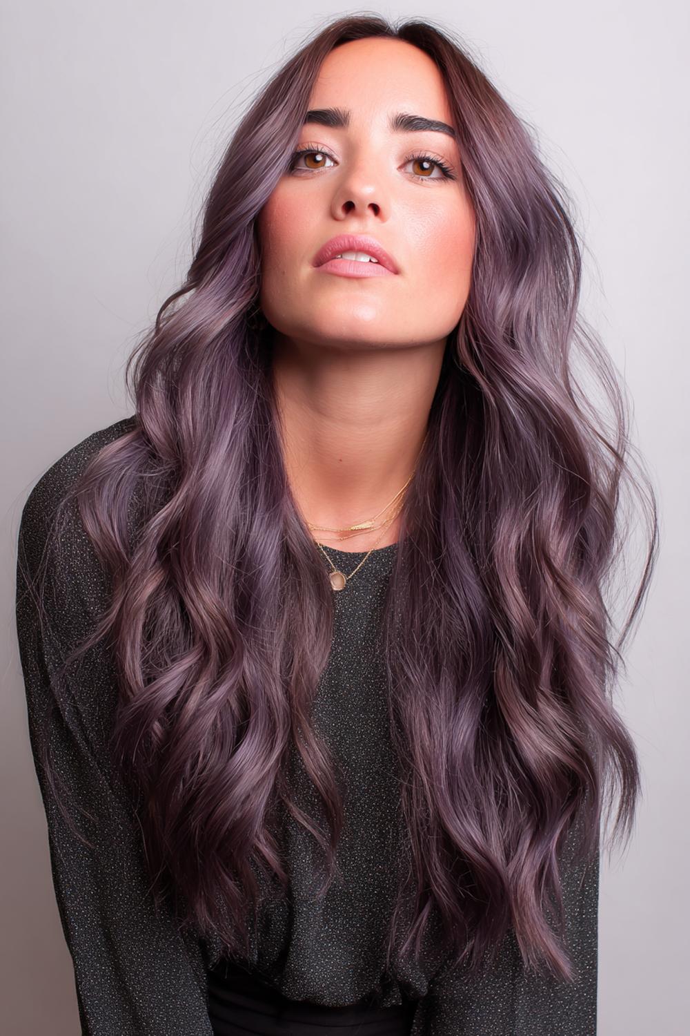 23. Smoky Lilac Hair Tint with Dark Root Smudge
